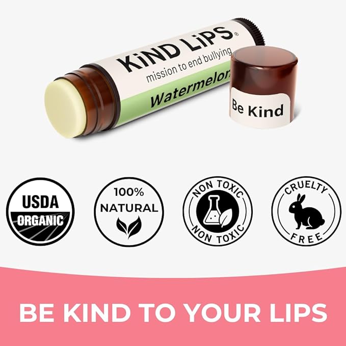 Watermelon Lip Balm – Natural & Organic Chapstick for Dry Lips | Gluten-Free Lip Care by Kind Lips | Fruity Lip Balm for Kids & Adults | 5-Pack Moisturizing Lip Salve