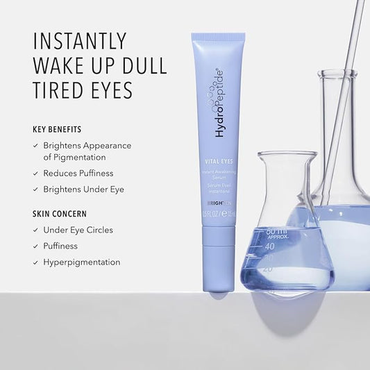 HydroPeptide Vital Eyes, Instant Awakening Serum, Cooling Rollerball Under Eye Moisturizer 0.3 Ounce