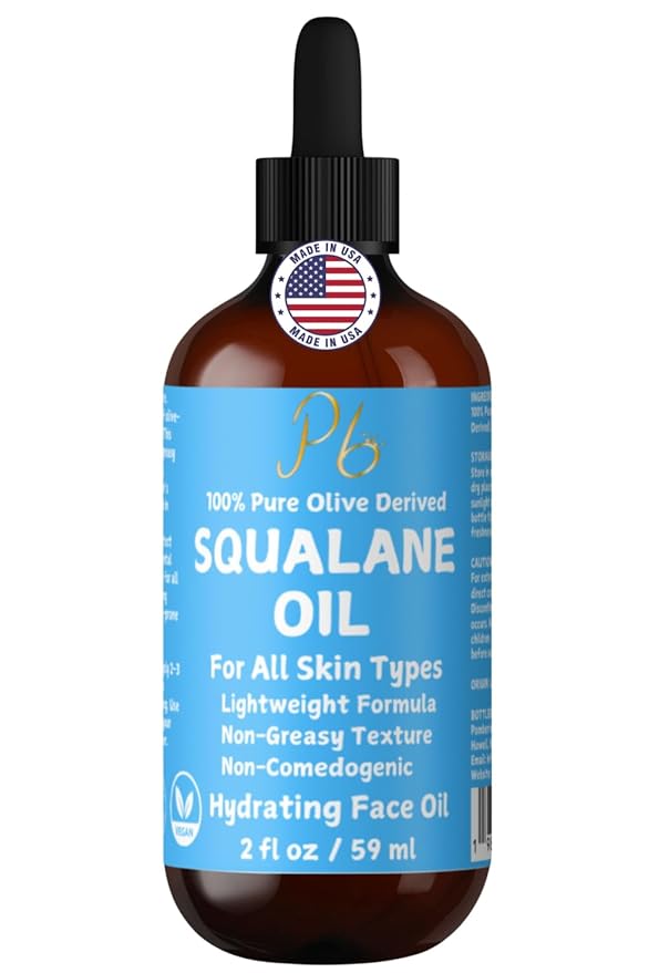 100% Pure Squalane Oil – Hydrating & Anti-Aging Moisturizer – Lightweight, Non-Greasy & Fast-Absorbing – Plant-Derived & Non-Comedogenic – Squalane for Face, Skin & Hair, 2 fl oz