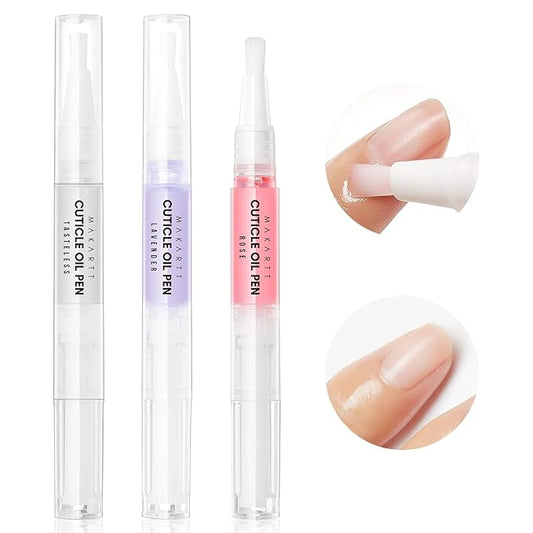 Makartt 3Pcs Cuticle Oil Pen Nail Care Set, Nail Cuticle Revitalizer Oil 5ML Nail Repair Bundle Builder Nail Gel 15ml 5 in 1 Multifunctional Clear Gel Nail Polish
