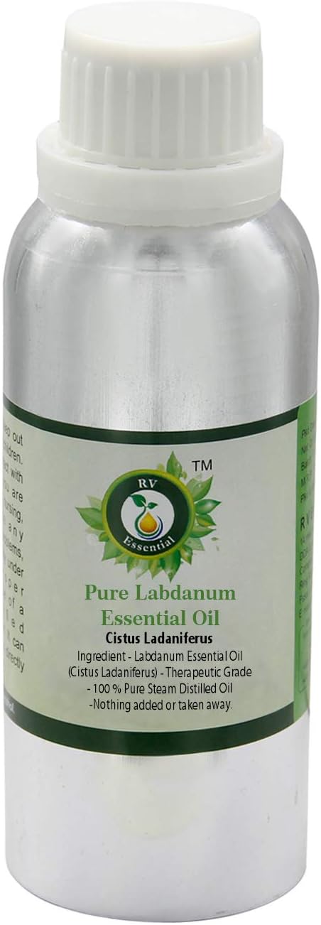 R V Essential Pure Labdanum Essential Oil 300ml (10oz)- Cistus Ladaniferus (100% Pure and Natural Steam Distilled)