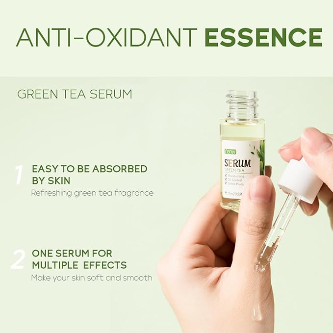 Green Tea Skincare Set, Organic Skin Care Kits Gift Set for Women/Girls, Facial Skincare Routine Kit with Cleanser, Toner, Serum, Cream, Lotion, Eye Cream, Hydrated Skincare Starter Beauty Gift Set