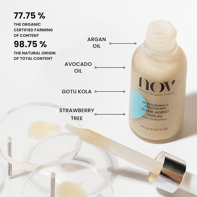 Slow Aging Serum - Anti Aging Face Serum to Combat Dullness, Fine Lines, Wrinkles - Collagen Boosting Face Moisturizer - All Skin Types - 1.01 oz