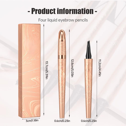 Microblading Eyebrow Pencil, 2025 New Waterproof Eyebrow Pencil, Premium Microblading Eyebrow Pen with 4 Tip, Long-Lasting Natural Magic Eyebrow Makeup Fine Stroke Eye Brow Pen for Women (Light Brown)
