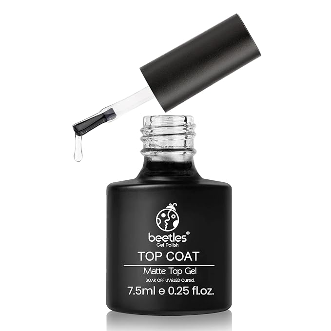Beetles Gel No Wipe Matte Top Coat,and 7.5ml Cuticle Oil, Gel Nail Cuticle Oil Care for Dry