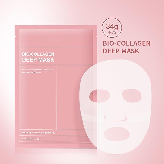 4Pcs Bio-Collagen Deep Mask, Hydrating Overnight Sleeping Mask Transparent Face Membrane Skin Care Moisturizing, Restores Skin Elasticity & Energy Collagen Mask for Women