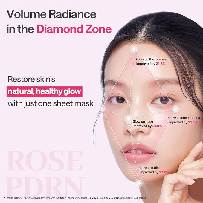 Mediheal Rose PDRN Essential Sheet Mask 4 pcs. 99% Pure White Rose PDRN & Hyaluronic Acid for hydrating, firming, and enhancing moisture barrier, skin firmness, and glow. Vegan formula.
