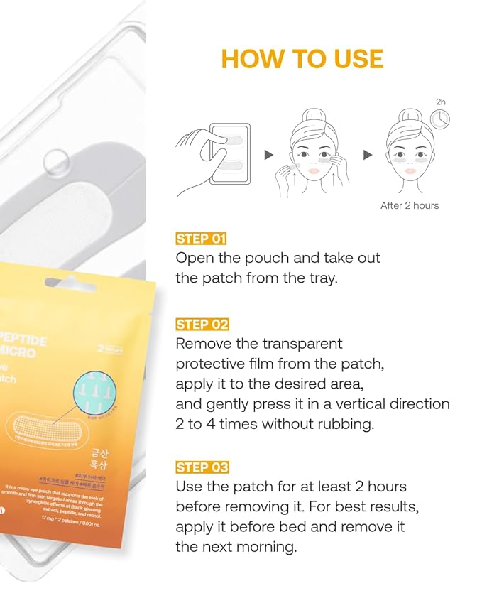 Geumsan Black Ginseng Peptide Under Eye Patches for Dark Circles & Wrinkles (2 Patches) | Hydrocolloid Eye Mask for Firming & Hydration | Korean Skincare | Deep Absorption Technology