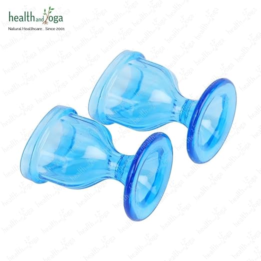 HealthAndYoga™ ChillEyes Colored Eye Wash Cups for Effective Eye Cleansing - with Storage Container - Eye Shaped Rim, Snug Fit (2 Pcs.)(Blue)
