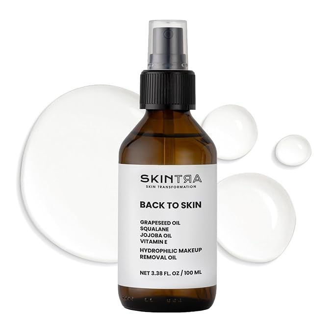 Back To Skin - Makeup Removing Oil with Squalane & Vitamin E, Gentle Cleansing for All Skin Types - Safe for Sensitive Areas – No Greasy Residue 100 ml/Net 3.38 Fl. Oz