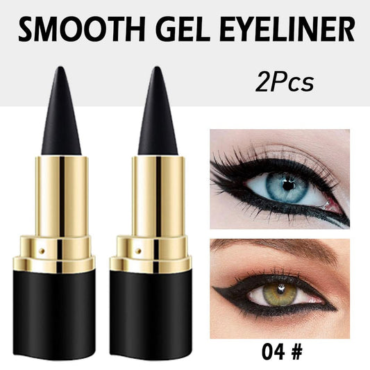 Kaely 2Pcs Gel Eyeliner Pencil, Natural Black Eyeliner Cream for Older Women, Liquid Eye Liner Waterproof Smudge Proof, Smoky Eyeshadow Palette Halloween Makeup, delineador de ojos contra el agua
