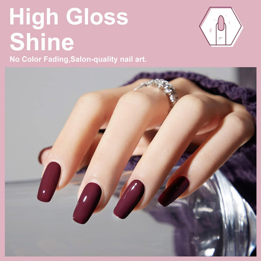 Major Dijit Quick Dry Nail Polish 12ml/0.41fl oz Wine Red Regular Nail Lacquer Fast Drying & Long Lasting Nail Polish Nail Art Effect for Nail Salon