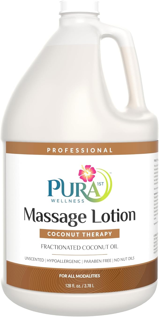 Coconut Therapy Massage Lotion, {Physical Therapy Coconut Lotion, Professional Deep Tissue Therapy, Pura Wellness Vitamin Therapy Lotion, Unscented Lotion for Physical Therapy Recovery, 128oz