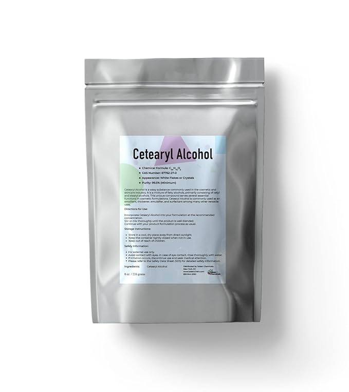 Cetearyl Alcohol Cosmetic Grade 8 Oz / 226 Grams - Cetearyl Alcohol Emulsifying Wax Organic for Body Butter, Cetearyl Alcohol Suitable for Making Conditioners, Scrubs and Creams by Talsen Chemicals