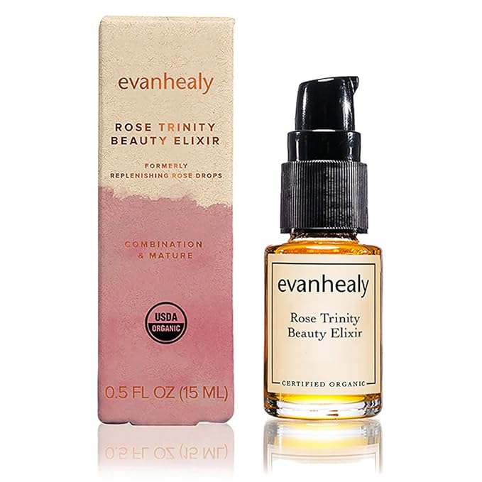 evanhealy Rose Trinity Beauty Elixir | Organic Natural Humectant Rejuvenating & Smoothing Facial Oil | Minimize Fine Lines & Wrinkles