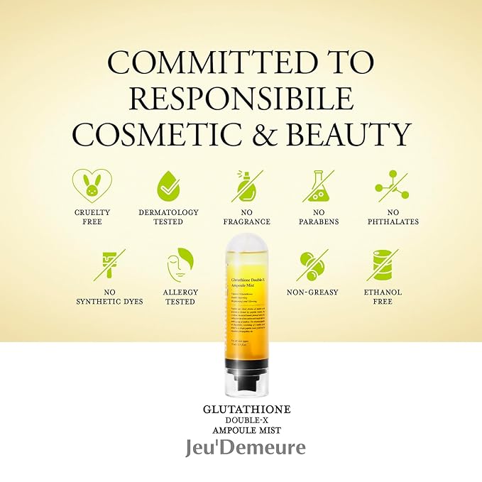 JEU'DEMEURE Glutathione & Niacinamide Luminous Ampoule Face Mist – Korean Dewy Skin Spray for Even Tone, Hydration & Glow – Antioxidant Ampoule Essence with Fermented Vitamin B, 2.5 fl.oz