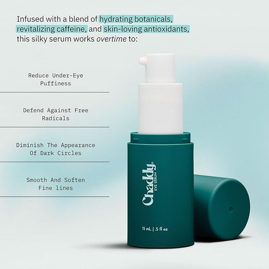 Chaddy Silky Eye Serum | Hydrating Under-Eye Cream for Dark Circles, Fine Lines, Wrinkles, Puffiness, and Bags – Fragrance-Free Formula with Caffeine, Niacinamide, Peptides, and Antioxidants – 15ml