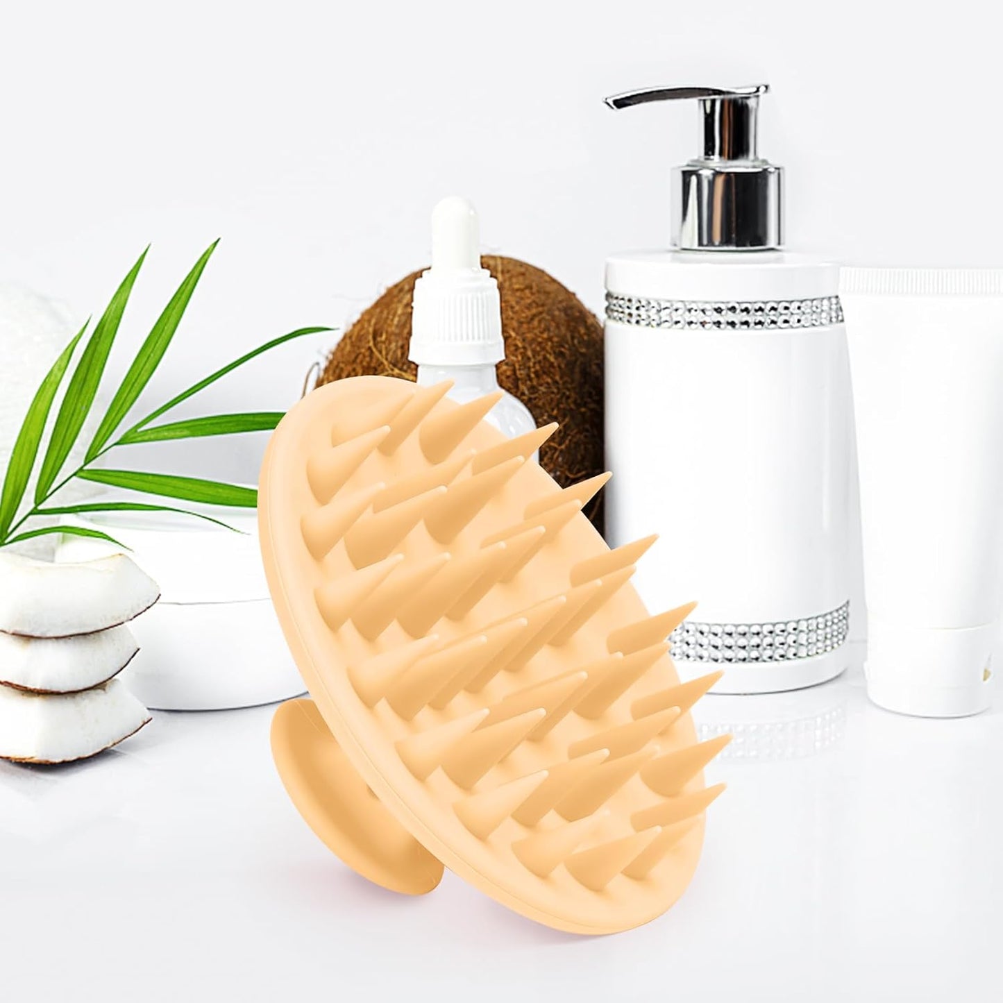 Silicone Scalp Massager Shampoo Brush, Scalp Scrubber for Hair Growth (Salmon Pink)