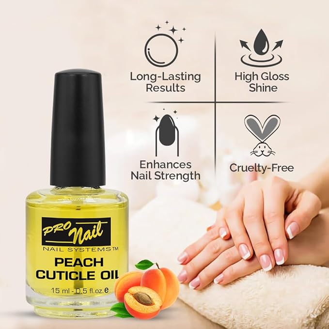 PRO NAIL - Cuticle Revitalizing Oil for Nails, Peach, 0.5 Oz - Professional Strength, Pedicure and Manicure - Moisturizes and Strengthens Nails and Cuticles - Soothing and Nourishing