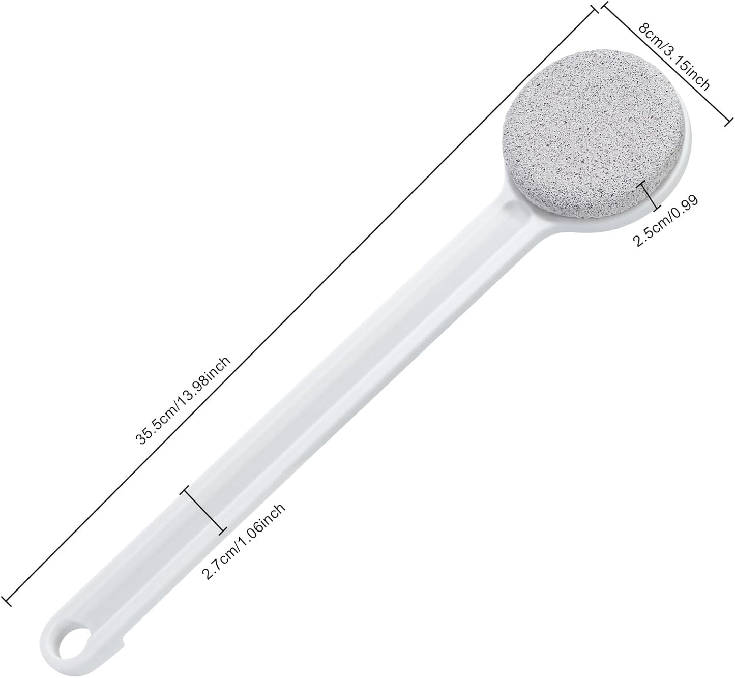 Pumice Stone for Feet with Long Handle (Straight Handle,White, Count, 1.0)
