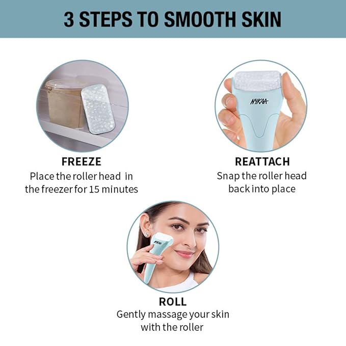 Nykaa Naturals Ice Roller Massage for Face Toning - Reduces Clogged Pores - Improves Absorption and Releases Neck Stiffness - Blue - 1 pc