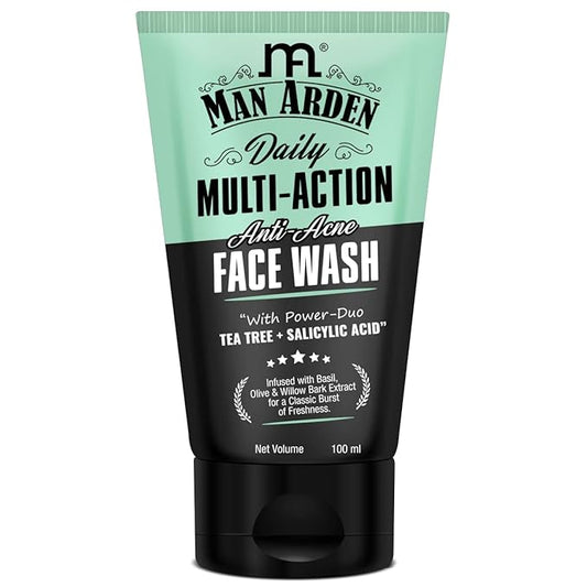 Man Arden Daily Multi-Action Anti Acne Face Wash For Oily Skin | With Power Duo Tea Tree for Acne-Prone Skin, 100 ml