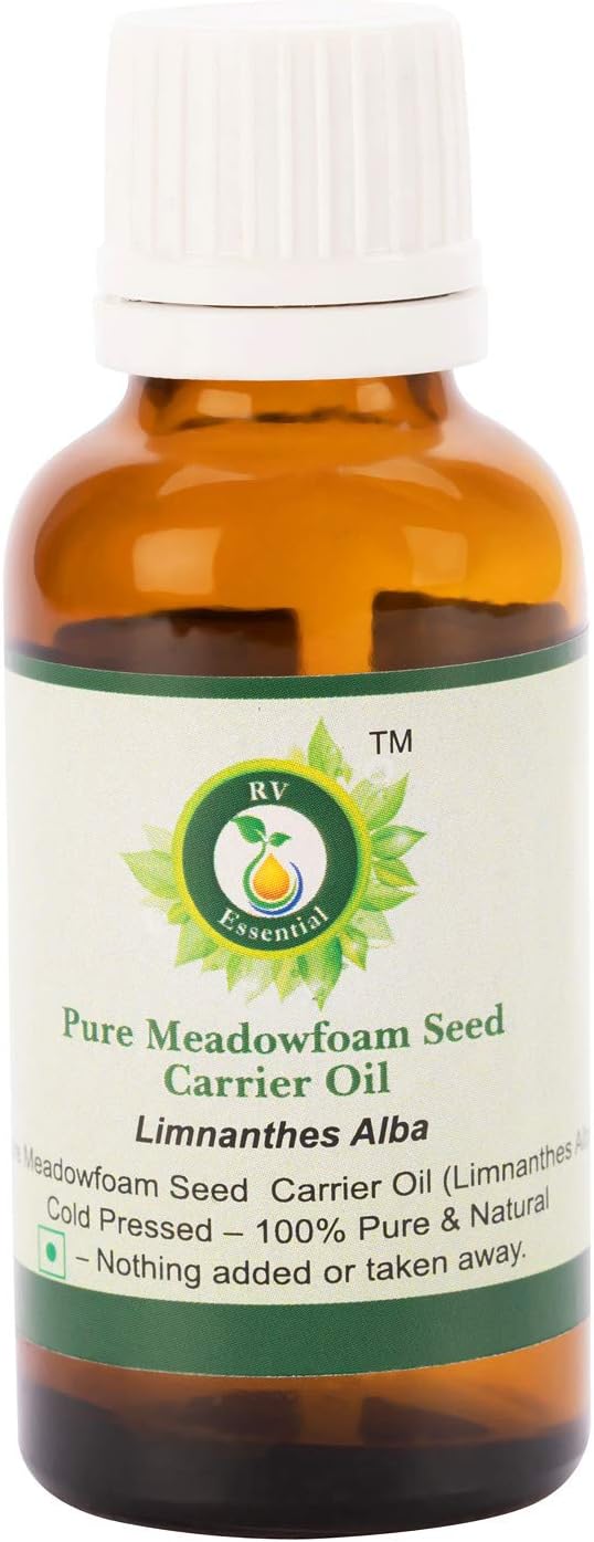 Meadowfoam Oil | Limnanthes Alba | Meadowfoam Seed Oil | Meadowfoam Carrier Oil | for Skin | for Hair | 100% Pure Natural | Cold Pressed Meadowfoam Oil | 50ml | 1.69oz by R V Essential