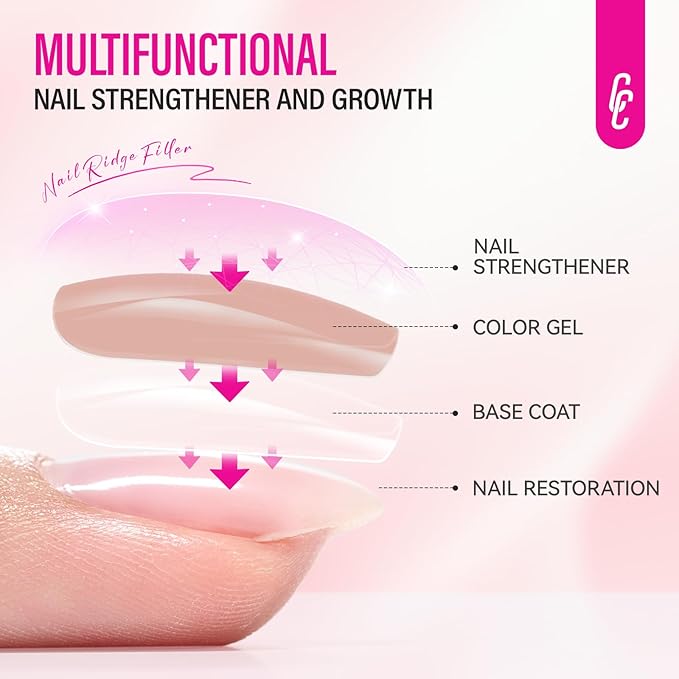 Nail Strengthener for Women: Coral Pink Natural Nail Hardener Extra Strong and Growth - Nail Polish Hardener for Weak and Damaged Nails 15ml