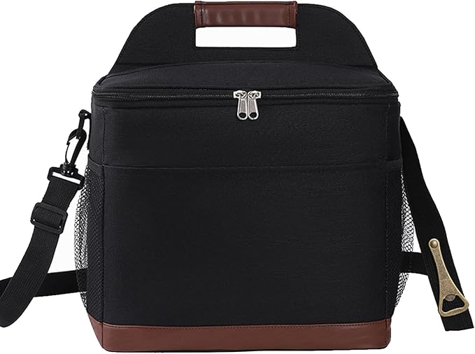 24-Can Insulated Lunch Bag for Women & Men - Large Soft Cooler Box with Leakproof Design, Lightweight Thermal Tote for Work, Travel, Picnic, Camping (Black)