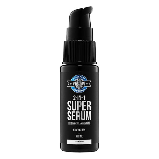 Game Face Grooming 2-in-1 Super Serum - After Shave Gel & Daily Moisturizer Skin Care For Men | Reduce Redness, Razor Burn, & Irritation | Hydrate Skin, Prevent Wrinkles