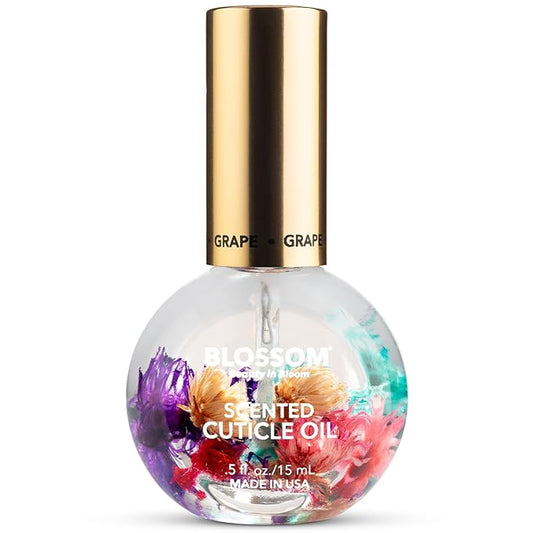 Blossom Cuticle Oil for Nails, Hydrating, Moisturizing, Scented Nail Oil Cuticle Care, Infused with Real Flowers, Made in USA, 0.5 fl. oz, Grape