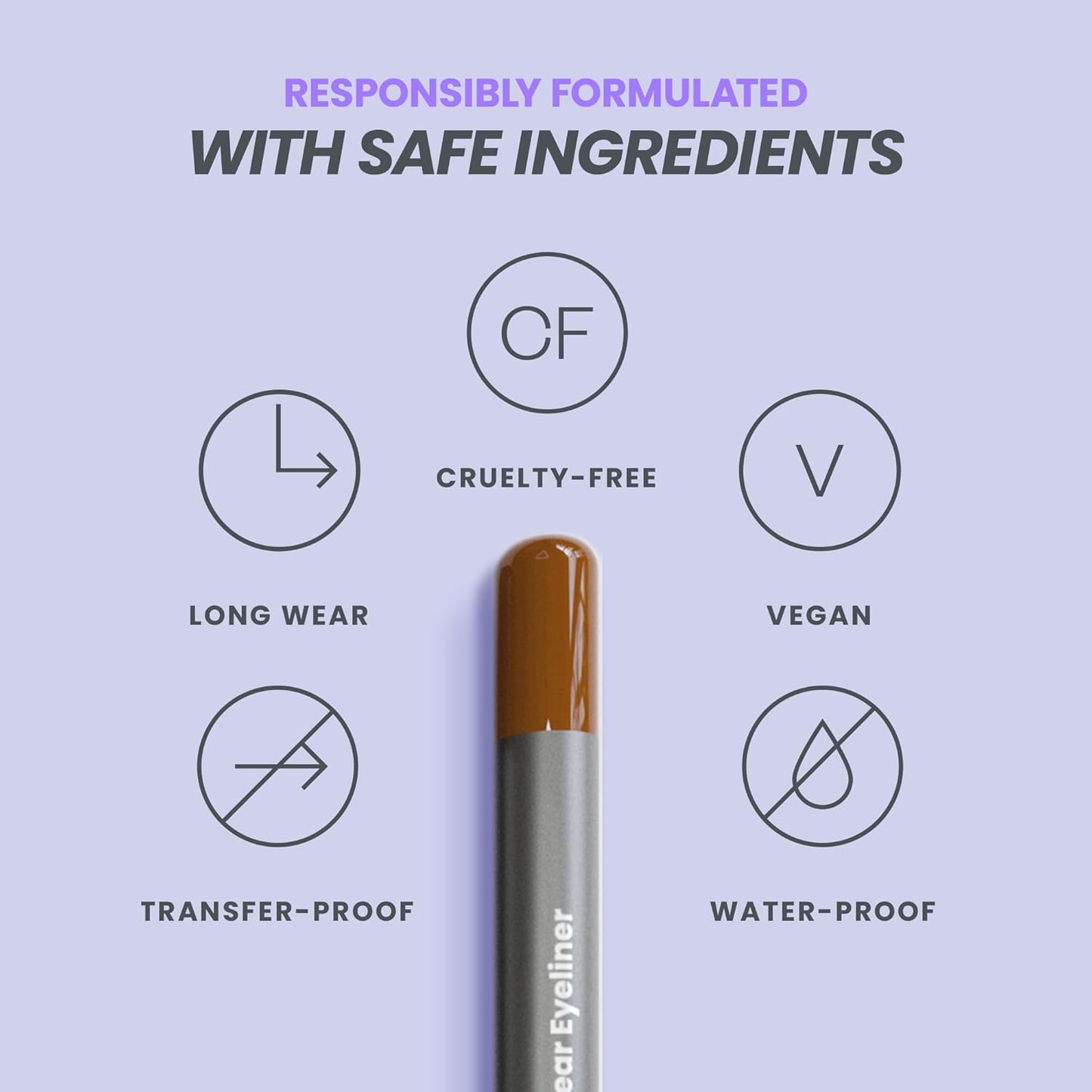 Wonderskin Eyeliner Pencil, 1440 Longwear Brown Eyeliner Pencil - Waterproof, Sharpenable & Smudge Proof