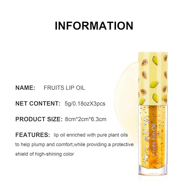 Fruity Lip Oil Clear Lip Nectar Lighten Lip Lines Lip Balm Moisturizing Lip Gloss Oily Anti-Crack Hydration