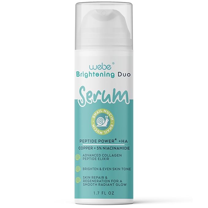 WEBE Brightening Duo Face Serum with Snail Mucin, Niacinamide, Copper Tripeptide-1, Hyaluronic Acid & Peptides – Hydrating, Brightening, and Firming Serum for Radiant Skin