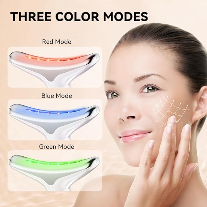 Neck Face Massager, Facial Massager 3 Color Mode, Face Sculpting Tool for Skin Care with Thermal and Vibration (Whtie)
