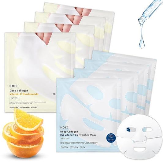 Deep Collagen Overnight Face Mask - Tea Tree CICA Hydrating Overnight Hydrogel Mask, Collagen Overnight Mask Anti Wrinkle Lifting, Collagen Face Mask Improve Elasticity, Firming (Yellow & Blue)