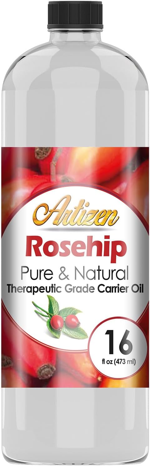 Artizen Pure & Natural 16oz Rosehip Oil for Face, Skin, Body, Hair, Nails & Aromatherapy – Cold Pressed from Fresh Roses & Rose Seeds