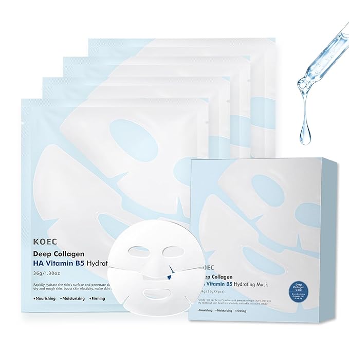 Deep Collagen Overnight Face Mask - Tea Tree CICA Hydrating Overnight Hydrogel Mask, Collagen Overnight Mask Anti Wrinkle Lifting, Collagen Face Mask Improve Elasticity, Firming (Blue)