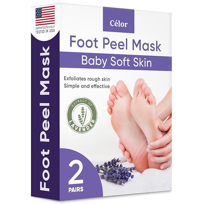 Foot Peel Mask - Foot Mask for Baby Soft Skin - Remove Dead Skin, Dry, Cracked Feet & Callus, Foot Spa, Made with Aloe Vera Extract for Women and Men (2 Pair (Pack of 1), Lavender)