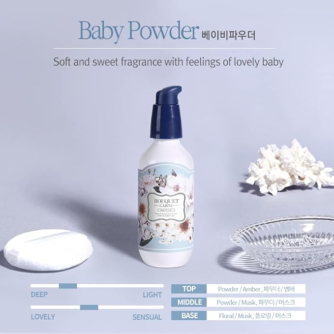 Bouquet Garni Deep Perfume Hair Serum Baby Scent Fragrance - Anti-Frizz Hair, Quick Absorption, Long-lasting (Containing Amino acids, Proteins, Hyaluronic Acids, Vegan Oils) - 3.4 oz