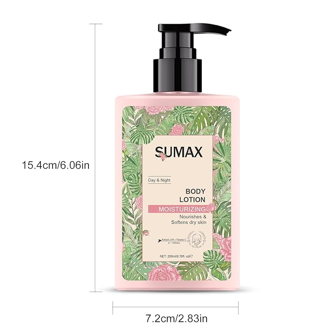 Sumax Body Moisturizer Lotion Natural Formula Fast Absorption Nourishing & Moisturizing Body Lotion Prevent & Repair Dry Skin for Women and Men