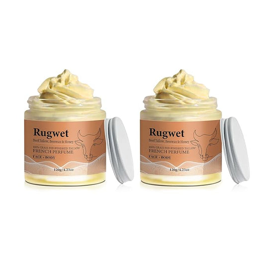 Orangic Beef Tallow for Skin and Face Care, Whipped Moisturizer for Sensitive Skin, 100% Grass Fed Beef Tallow, Natural Body Lotion, French Perfume - 8.46 fl.oz, 2 Pack