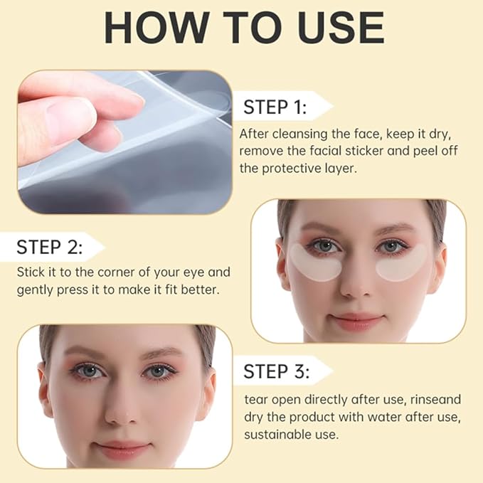 Facial Hydrogel Wrinkle Patches for Under Eye, Reusable Beauty Care Gel Pads, Help Minimize Crow's Feet, Bags, Puffiness, and Fine Lines (eye-3 Pairs)