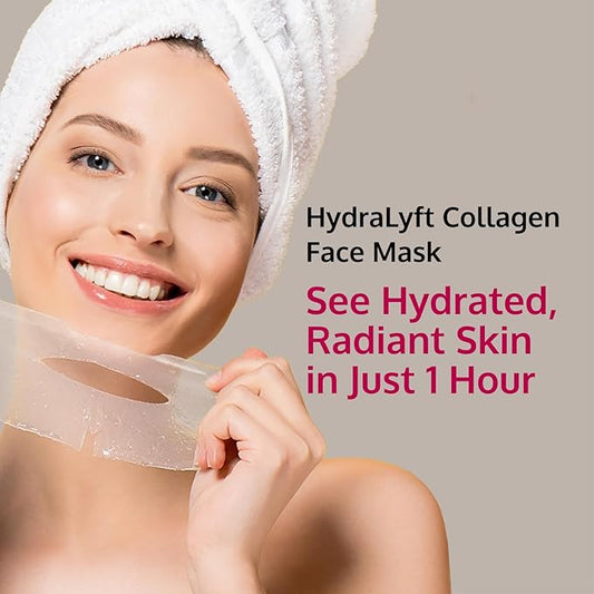 5th & Glow HydraLyft - Collagen Face Mask - Collagen Hydrogel Mask with Hyaluronic Acid & Niacinamide - Deep Hydration, Anti-Aging & Firming Collagen Mask for a Youthful, Glass Skin Glow - 4 Sheets