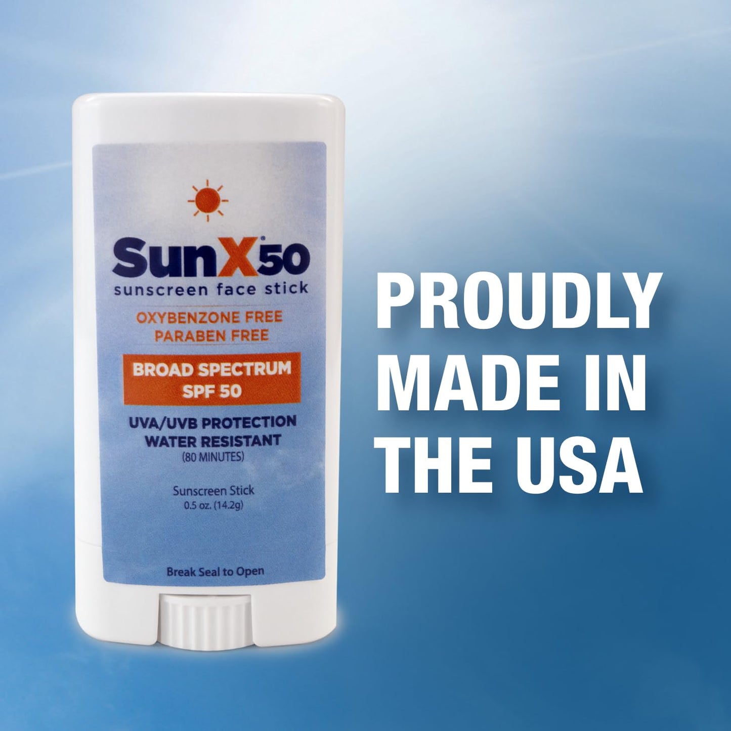 CoreTex Sun X 50 SPF Broad Spectrum Sunscreen Face Stick - 0.5oz Travel Size Stick of Paraben, Oxybenzone, Octinoxate, & Oil Free Sunscreen - No White Cast, Water & Sweat Resistant Up to 80 Minutes