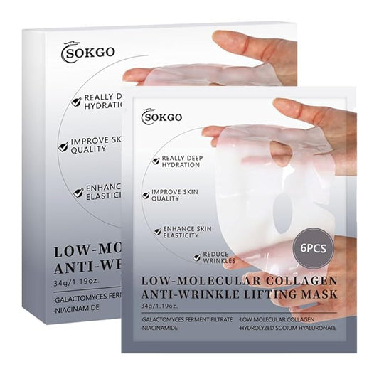 Low Molecular Weight Collagen Overnight Hydrogel Mask, Enhances Skin Elasticity, Reduces Pores, Transforms from White to Transparent Upon Absorption Skin Care Treatment