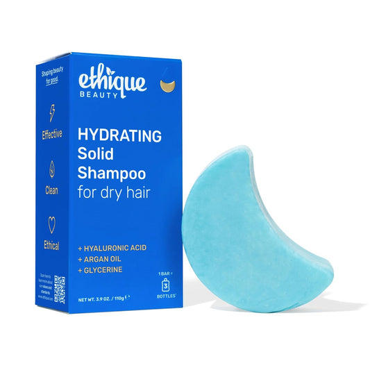 Ethique Hydrating Shampoo Bar for dry hair with Hyaluronic Acid - Plastic-Free, Cruelty-Free, Vegan, 3.88 oz