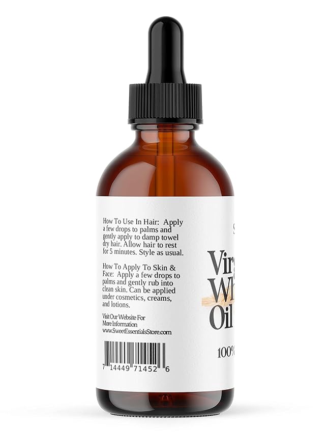 100% Organic Unrefined Wheat Germ Oil | Imported From Italy | 4oz Glass Bottle | 100% Pure - Virgin | Cold-Pressed | Natural Moisturizer for Skin, Hair and Face | Stretch Mark Relief - NON GMO