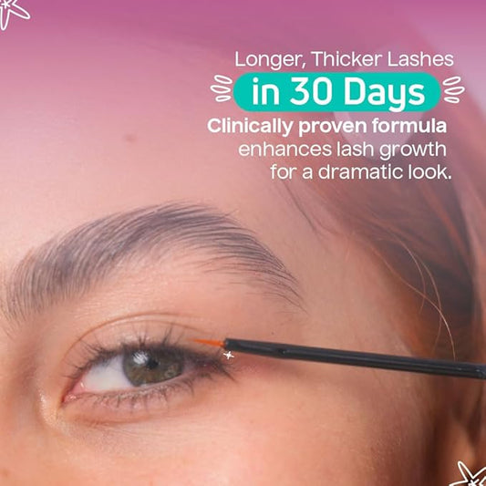 Kaba Eyelash Growth Serum for Longer, Thicker & Stronger Eyelashes with Essential Oils. Dermatologist Tested. Includes Makeup Remover Oil - Improved Formula