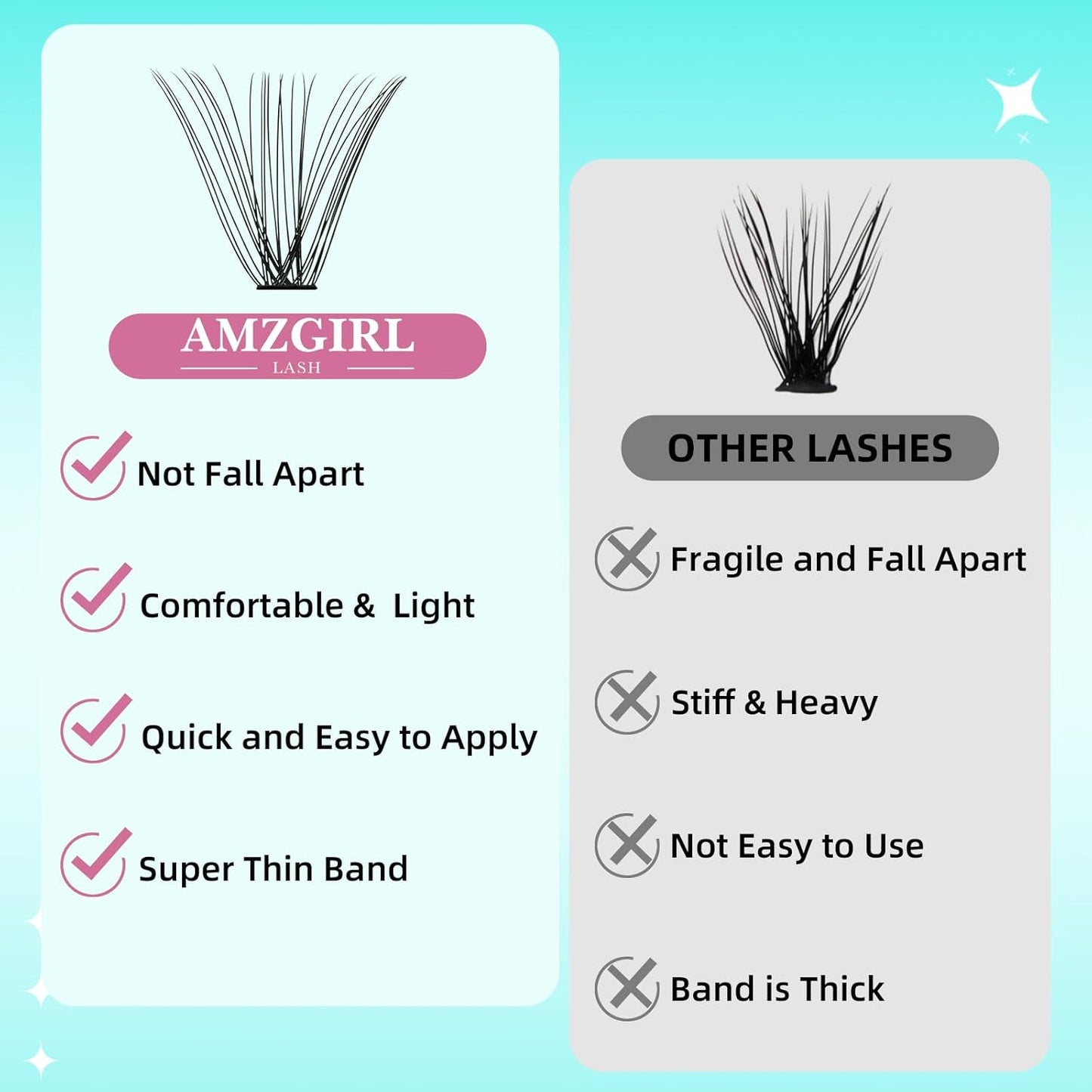 Lash Clusters Wispy 280PCS Eyelash Extension 50D Cluster Lashes Individual Lashes DIY Lash Extension Natural Look Cluster Eyelash Extensions Soft False Eyelashes at Home for Beginners(10mm)